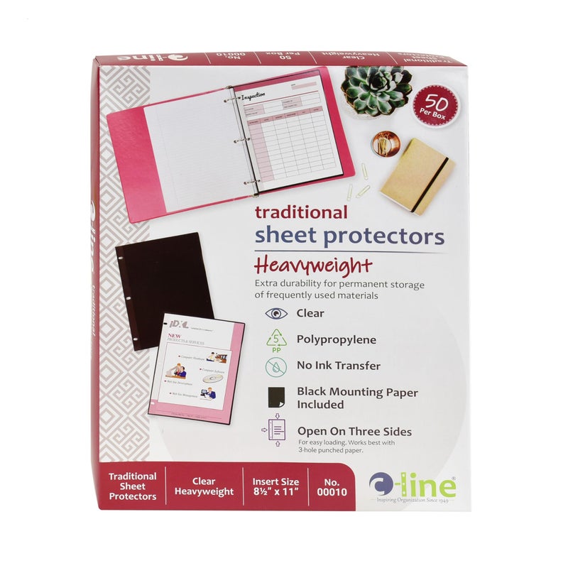 C-Line Traditional Polypropylene Sheet Protectors, Heavyweight, 11 X 8.5, 50/box - Image 1